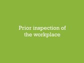 Text Prior inspection of the workplace on light green background